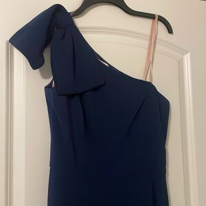 Anthropologie Gal meets Glam Navy One-shoulder Jumpsuit